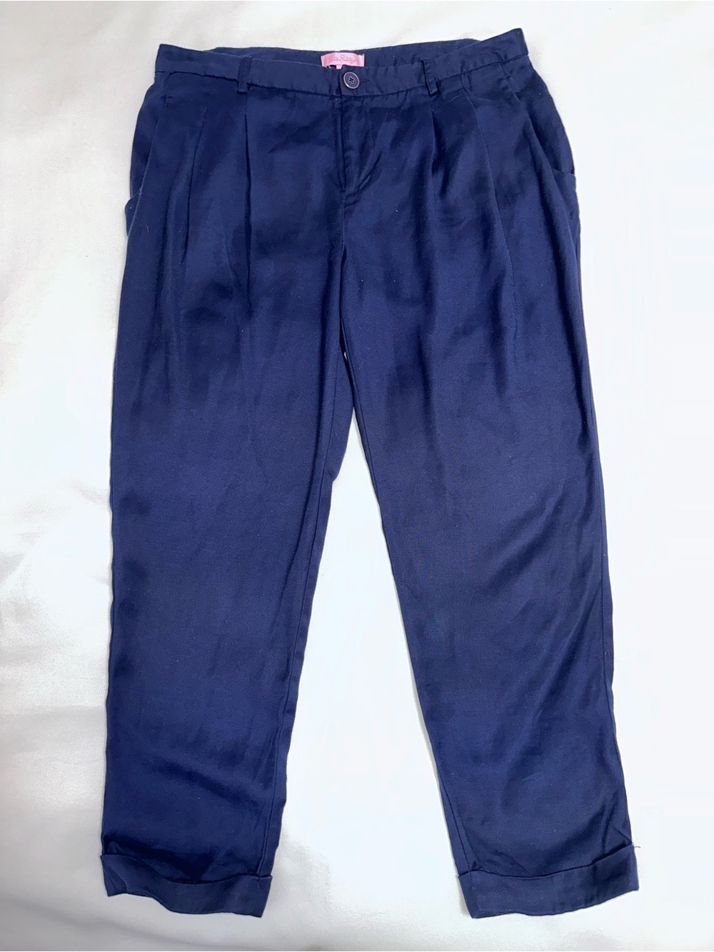 Lilly Pulitzer ladies navy blue Pants size 6 pleated cropped with pockets